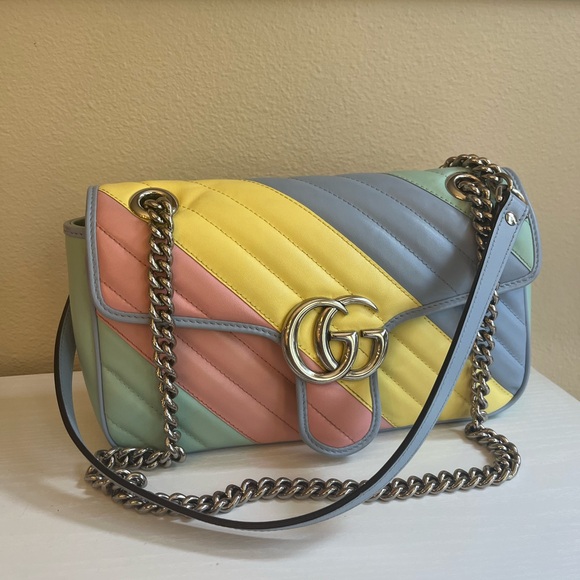 Gucci Multicolor Diagonal Marmont Matelassé Shoulder Bag - Picture 15 of 15